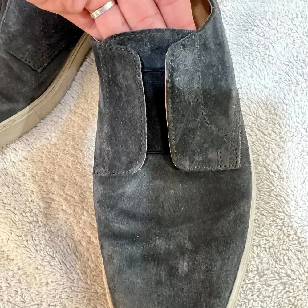 Frye 1863 Mens Gray Slip On Casual Shoes Lace 11 Suede Almond Toe Oxford Preppy